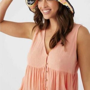 BNWT O’Neill chrystie flowy Peachy Sleeveless Button-Down Top